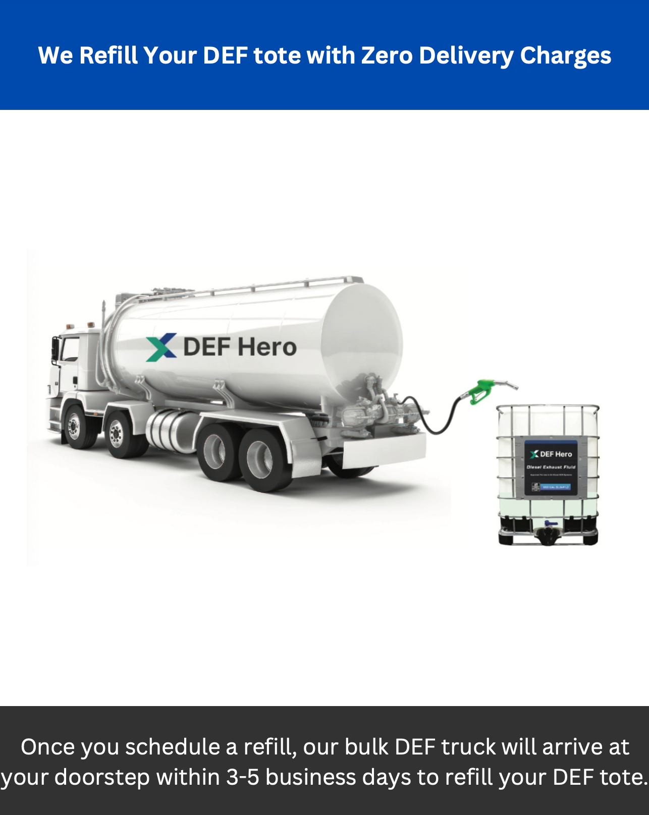 Blue DEF 330-Gallon Tote Premium Diesel Exhaust Fluid - Filled DEF Tote with Pump and Nozzle Kit Included